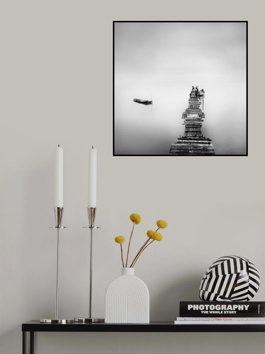 Old Pier and Sunken Boat Poster och Canvastavla