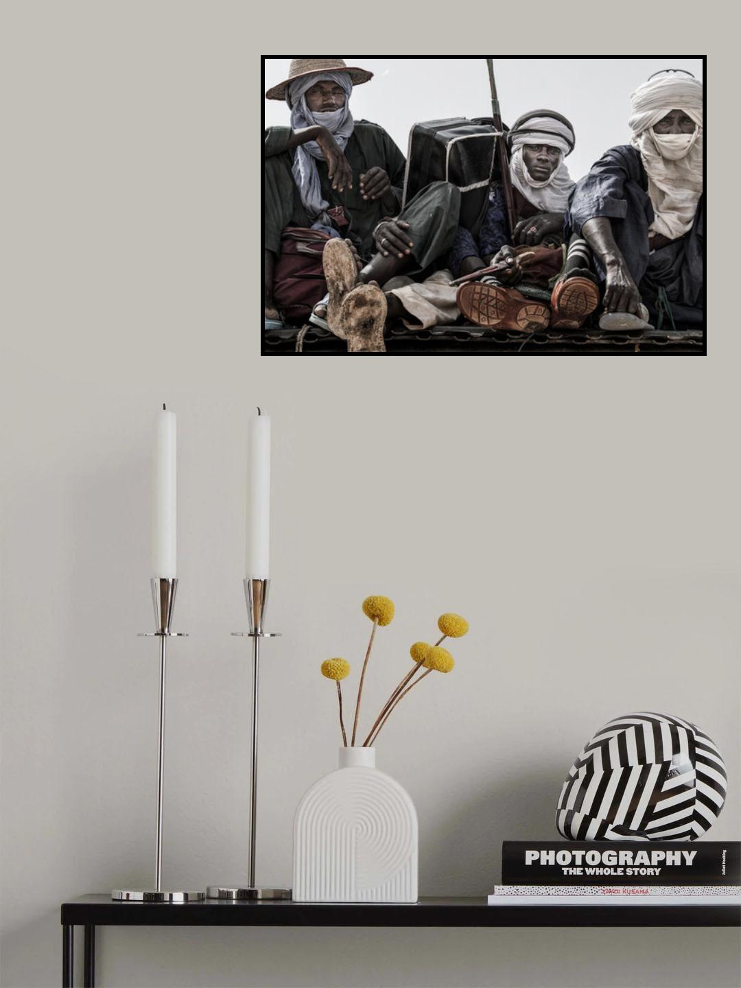 Peul men leaving the gerewol festival - Niger Poster och Canvastavla