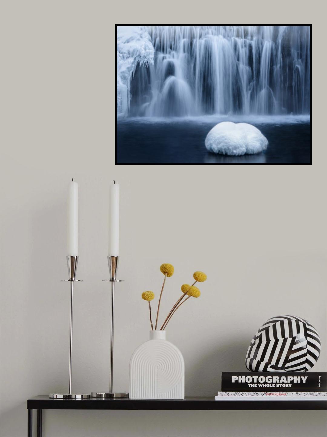 Winter Waterfall Poster och Canvastavla