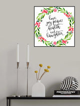 Watercolor wreath with holiday wishes Poster och Canvastavla