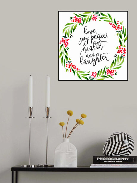 Watercolor wreath with holiday wishes Poster och Canvastavla
