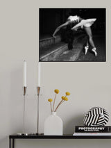 Ballerina on the stairs BW Poster och Canvastavla