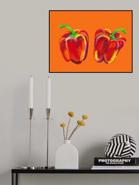 Peppers On Orange Poster och Canvastavla