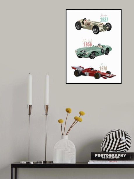 Vintage Racecars Poster och Canvastavla