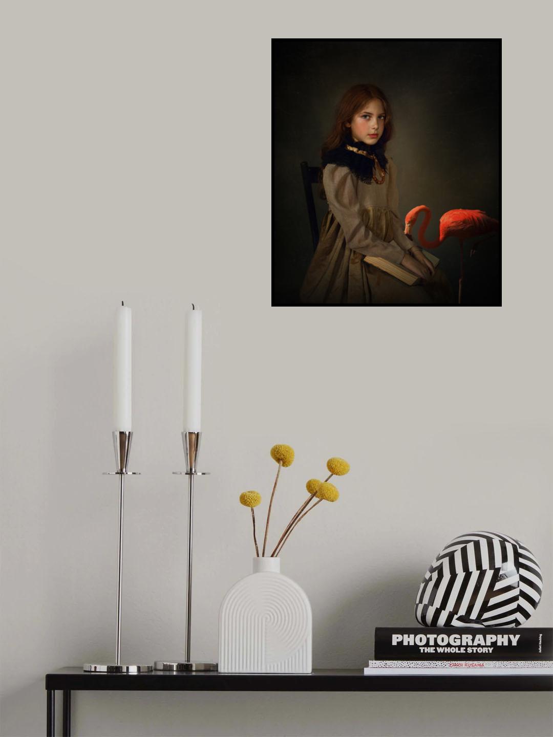 Portrait with Flamingo Poster och Canvastavla