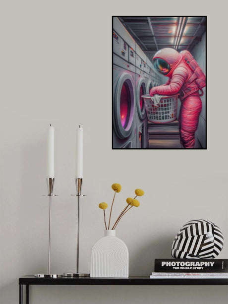 Astronaut Doing Laundry 1 Poster och Canvastavla