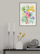 Medicinal herbs in vintage gray Poster och Canvastavla