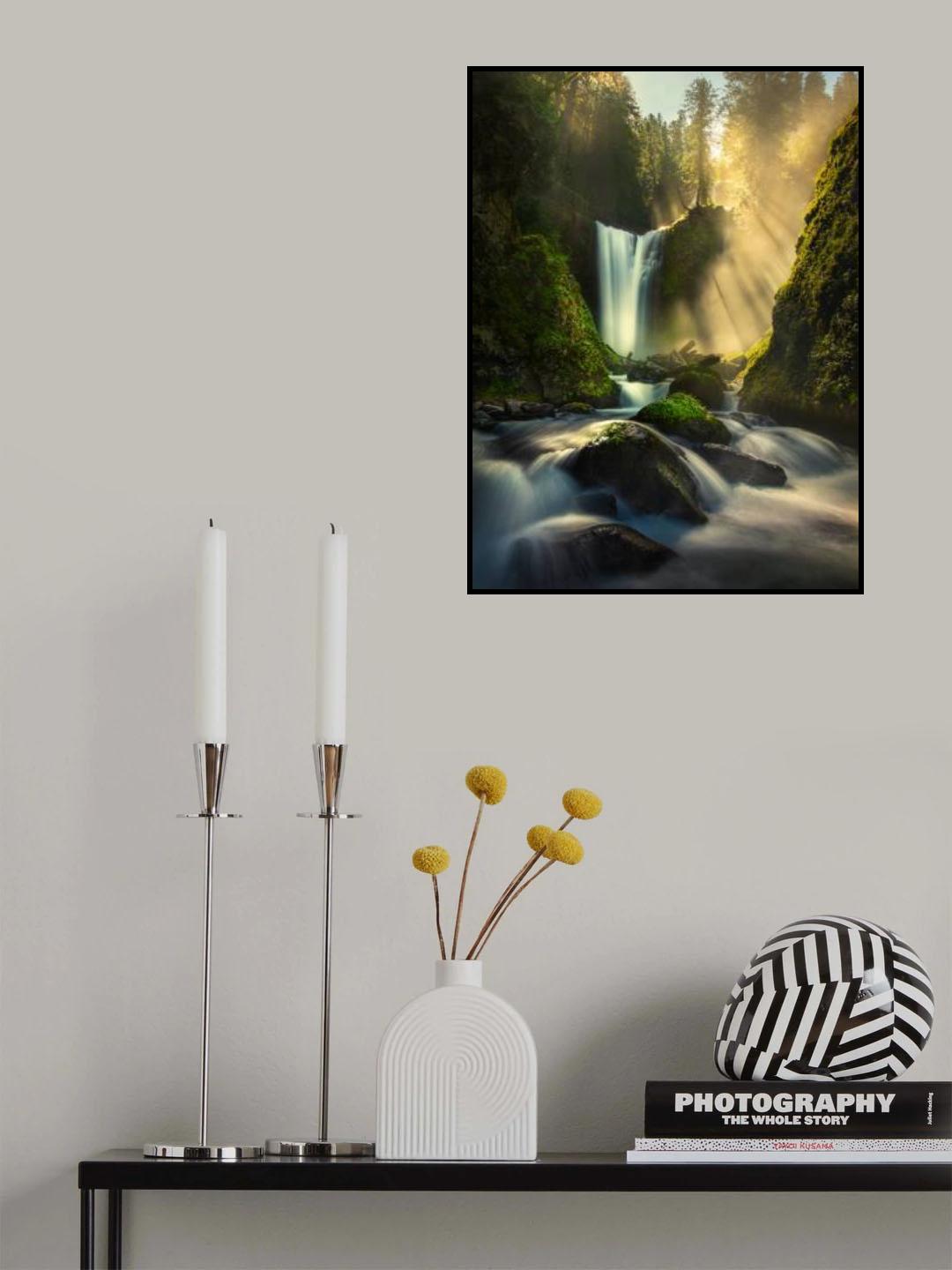 Misty Creek Falls Creek Poster och Canvastavla