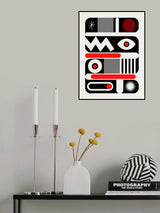 Red Mono Geometrical Poster och Canvastavla