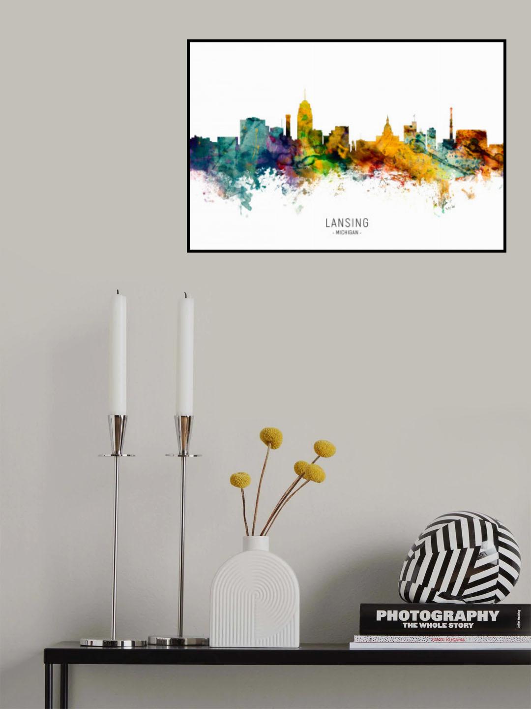 Lansing Michigan Skyline Poster och Canvastavla