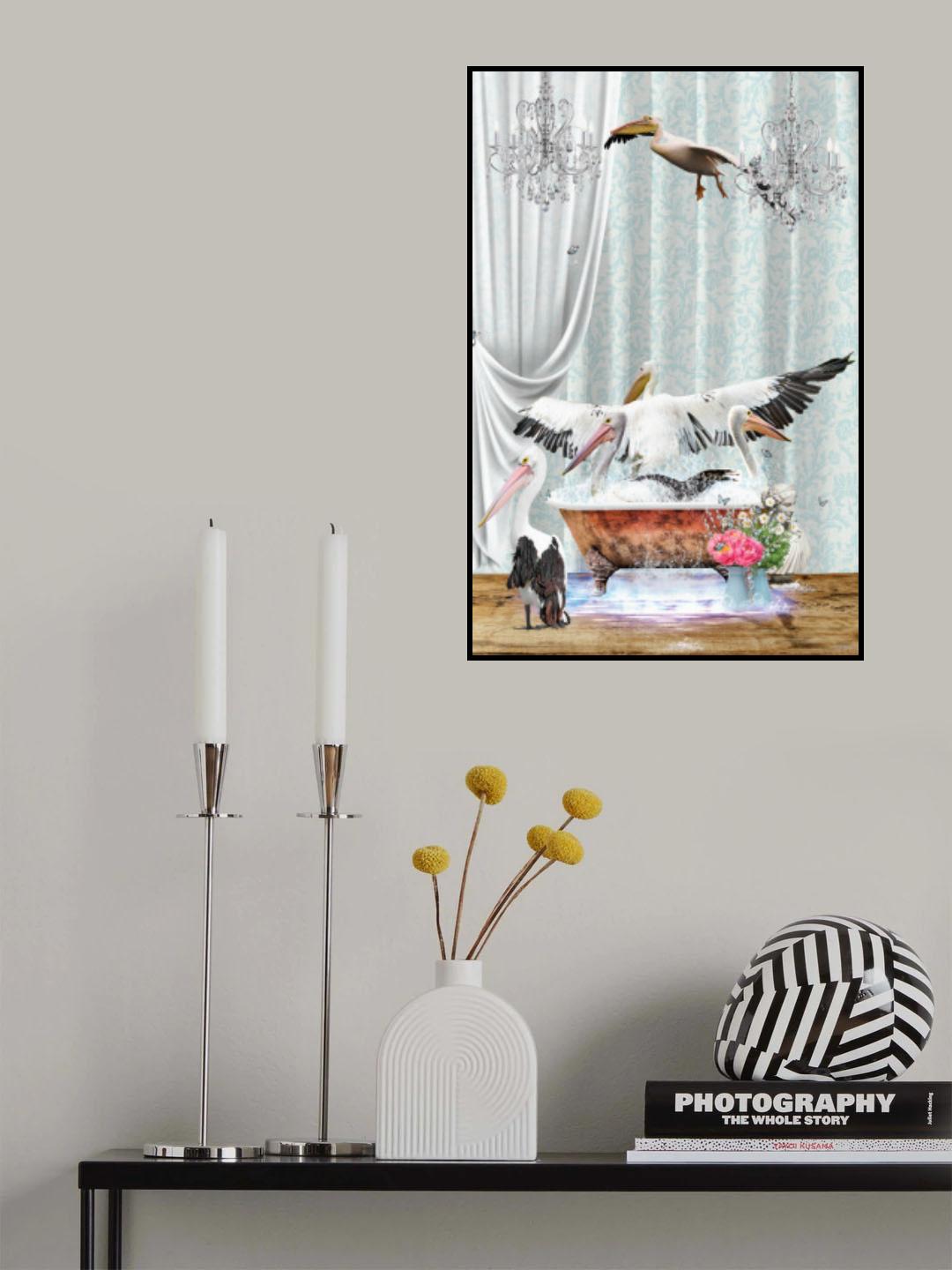 Pelicans &amp; Bubbles Poster och Canvastavla