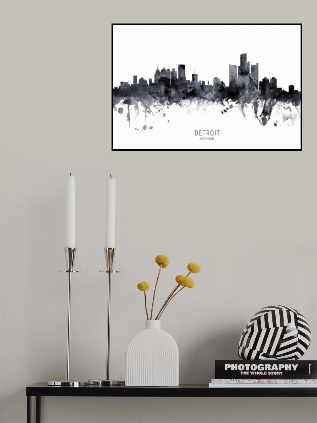 Detroit Michigan Skyline Poster och Canvastavla