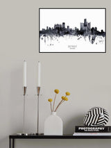 Detroit Michigan Skyline Poster och Canvastavla