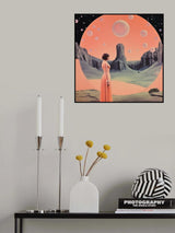 Surreal Geometric Collage Art in Space Poster och Canvastavla