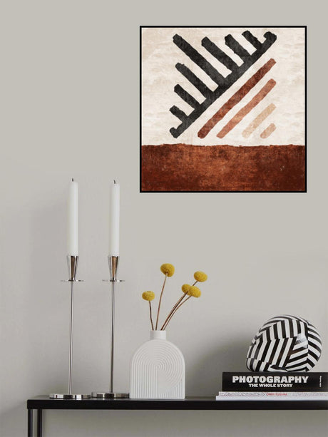 Geometrik Cizgili Kilim Kiremit Poster och Canvastavla