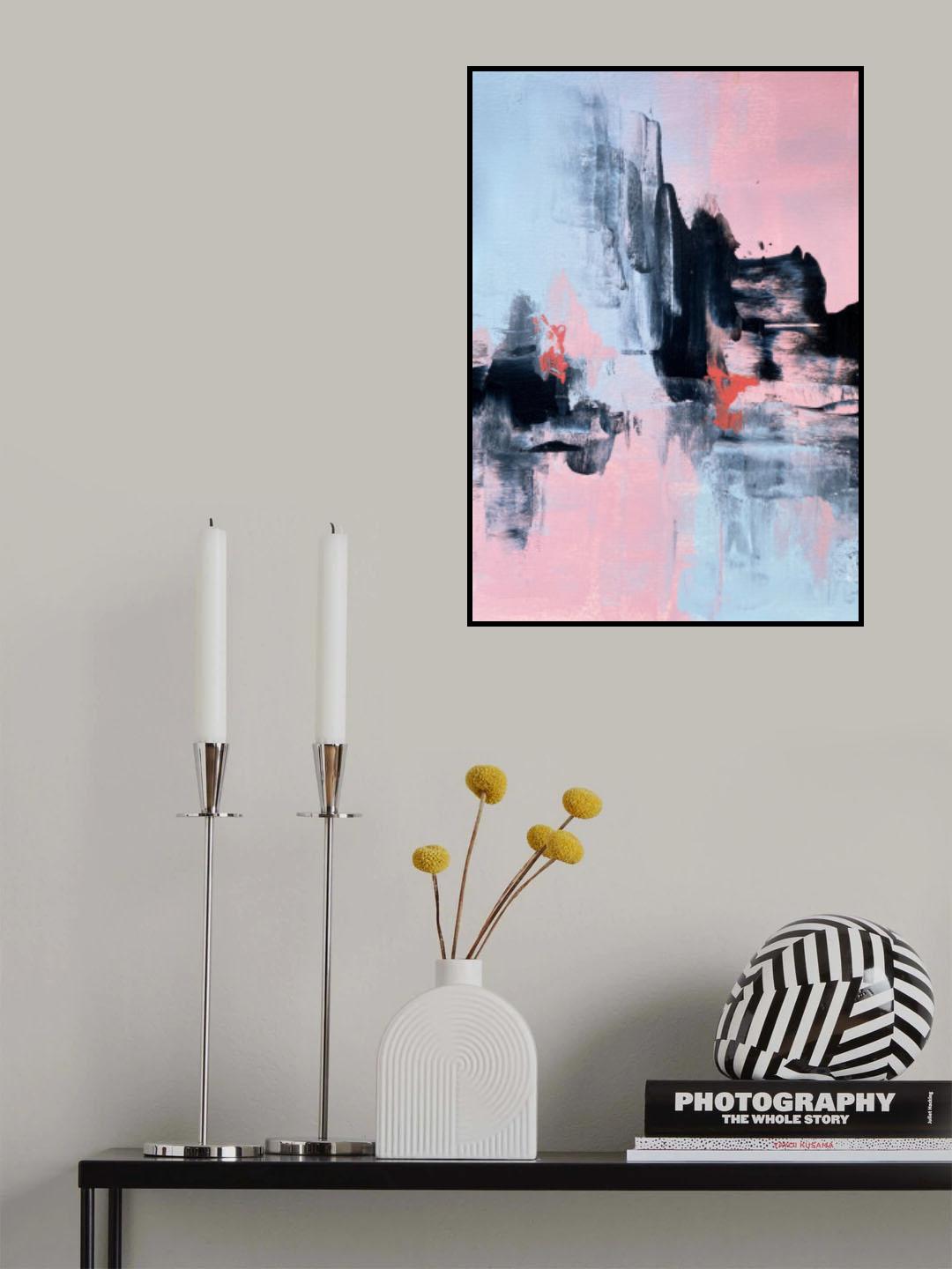 Pink and Grey Abstract 1 Poster och Canvastavla