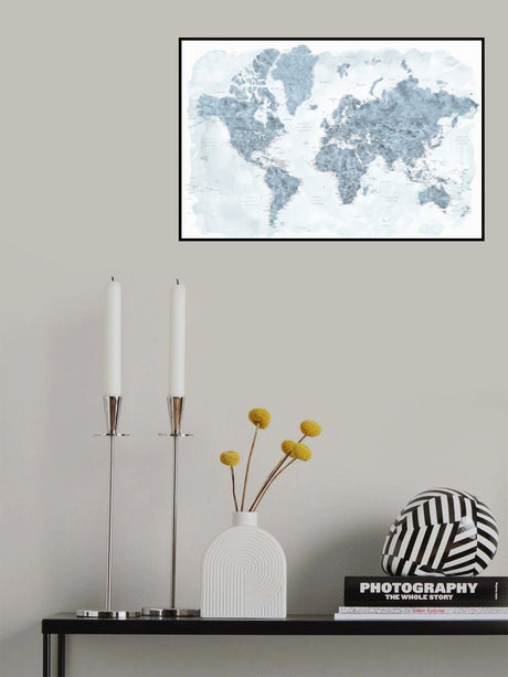 Detailed world map with cities, Jacq Poster och Canvastavla