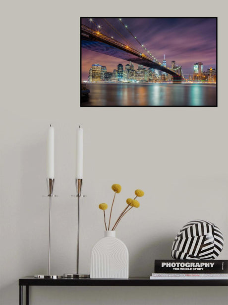 Brooklyn Bridge at Night Poster och Canvastavla