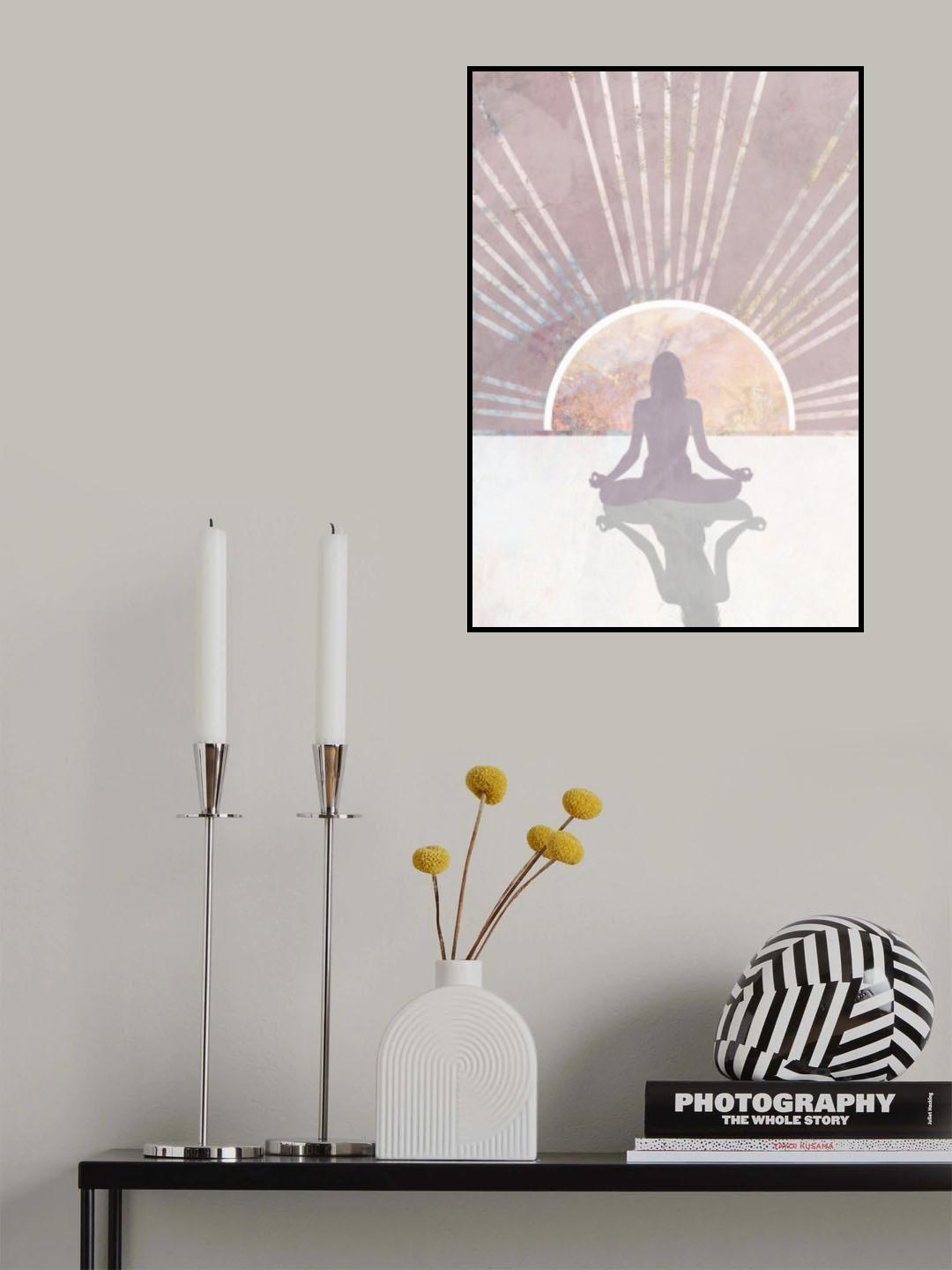 Pink Gold Sun Yoga 3 Poster och Canvastavla