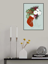Floral Stocking Happy holidays Poster och Canvastavla
