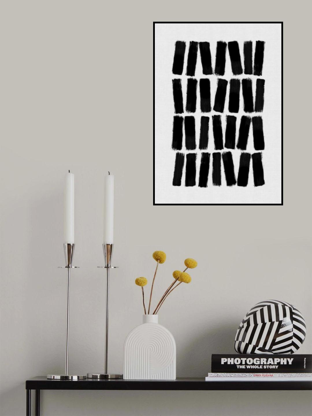 Black Brush Strokes Poster och Canvastavla