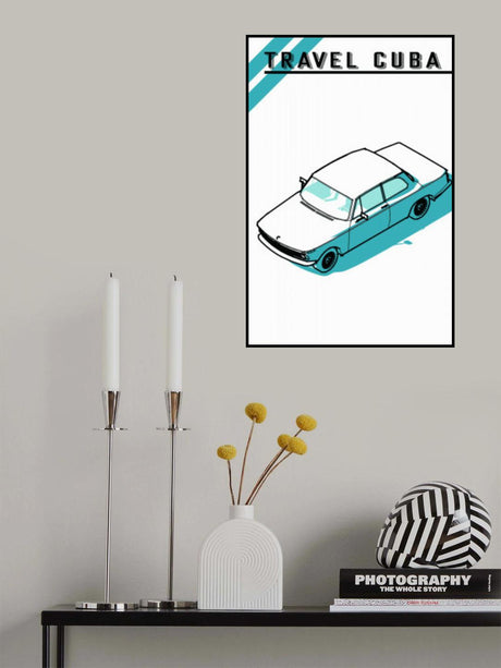 Travel Cuba Blue Car Poster och Canvastavla