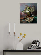 Still life with violin and flowers Poster och Canvastavla