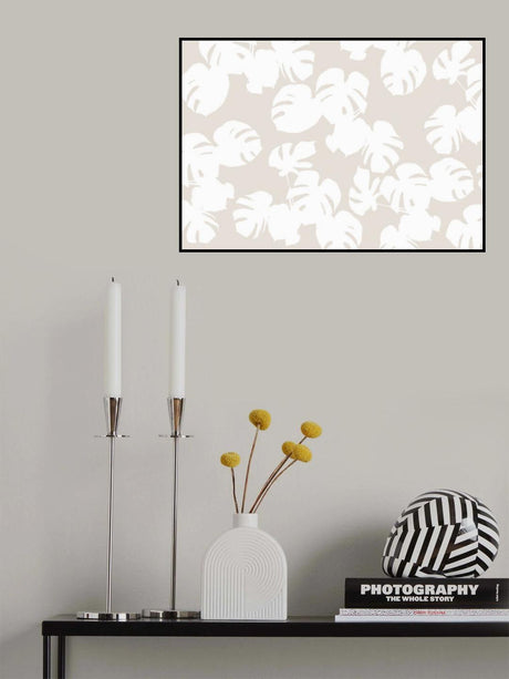 Monstera Leaves White Poster och Canvastavla