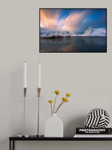 Fishermen’s cottages view in Hamnoy , Lofoten Island . Poster och Canvastavla