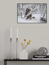Kostya prepares firewood Poster och Canvastavla