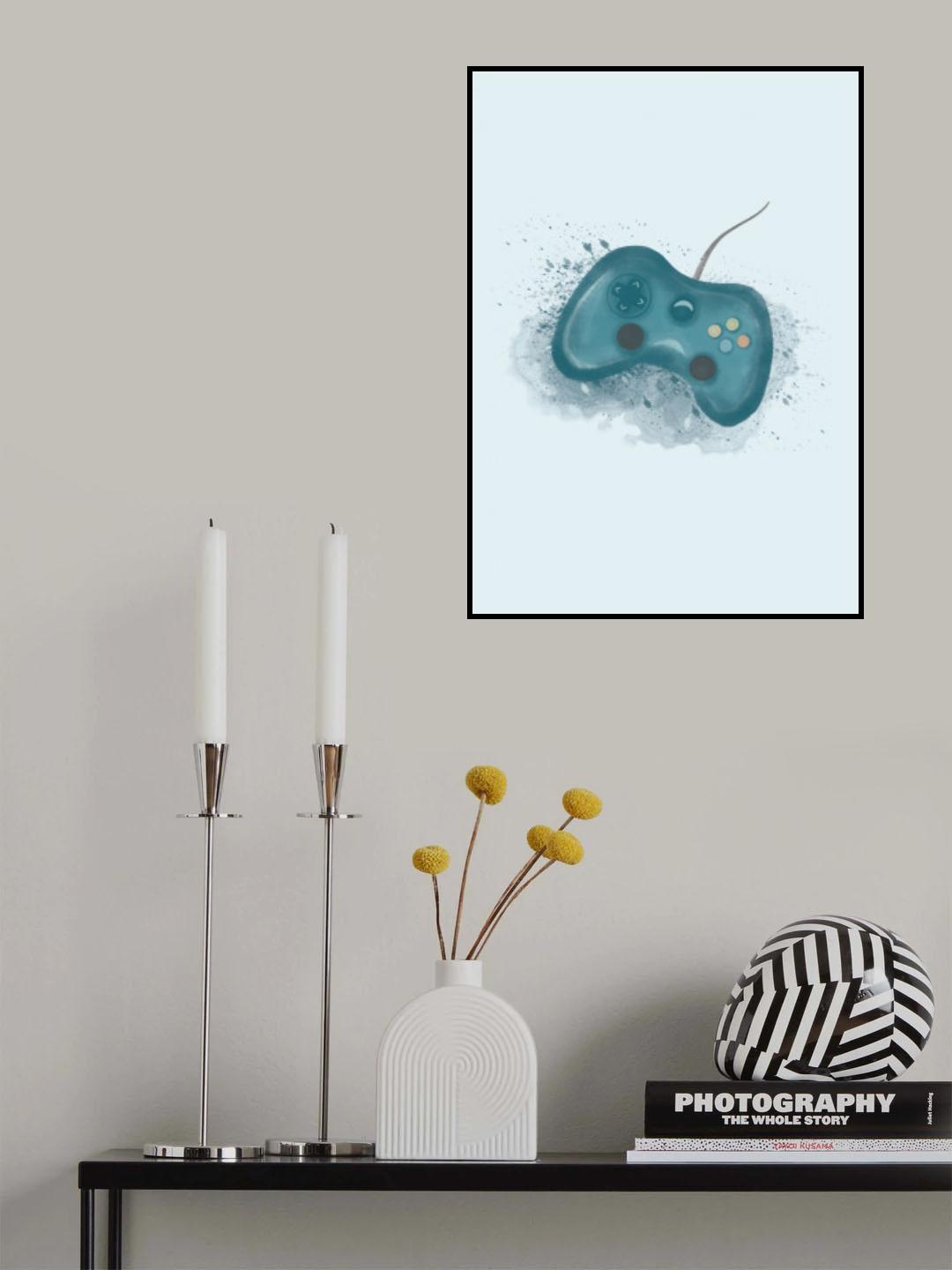 Gamer Splash Blue Poster och Canvastavla