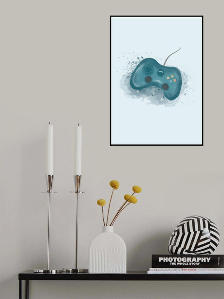 Gamer Splash Blue Poster och Canvastavla