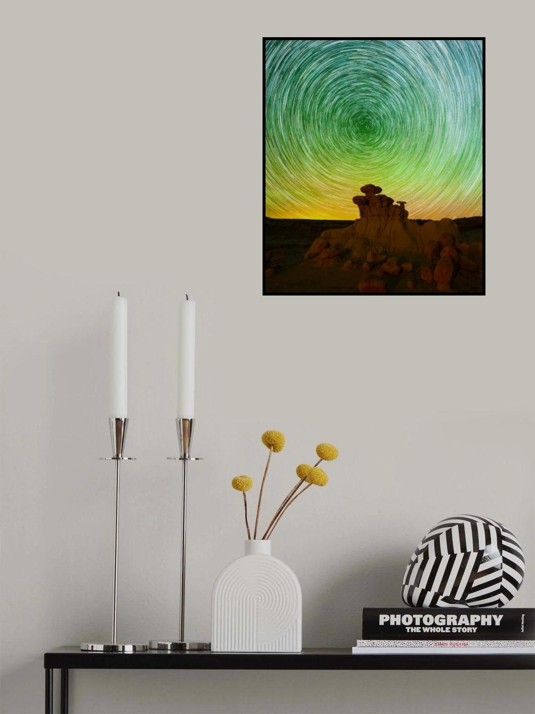 Star Trails with Green Airglow over Bisti Badlands Poster och Canvastavla