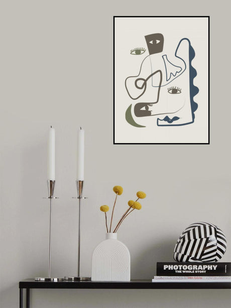 Minimalist Line Art Faces Poster och Canvastavla