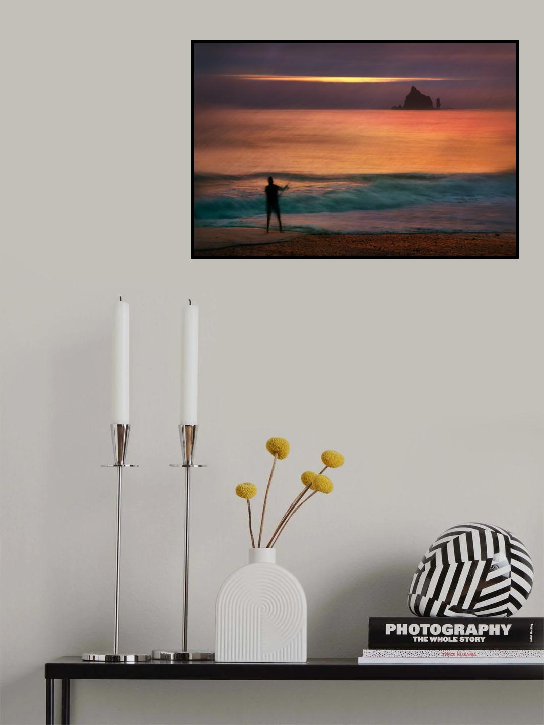 Fishing at the golden sea Poster och Canvastavla
