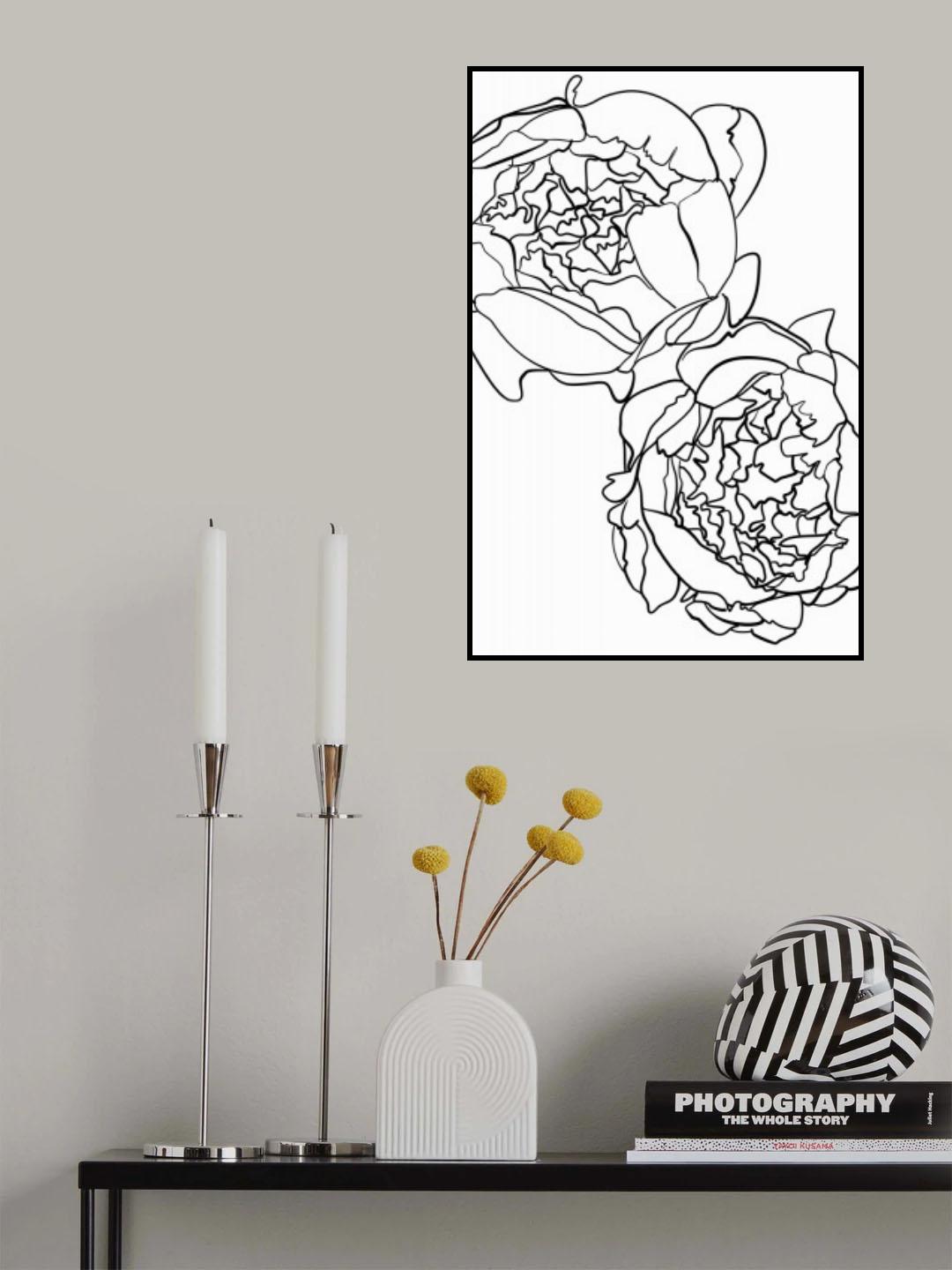 Sally's peonies in black and white Poster och Canvastavla