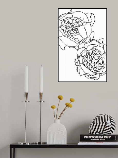 Sally's peonies in black and white Poster och Canvastavla