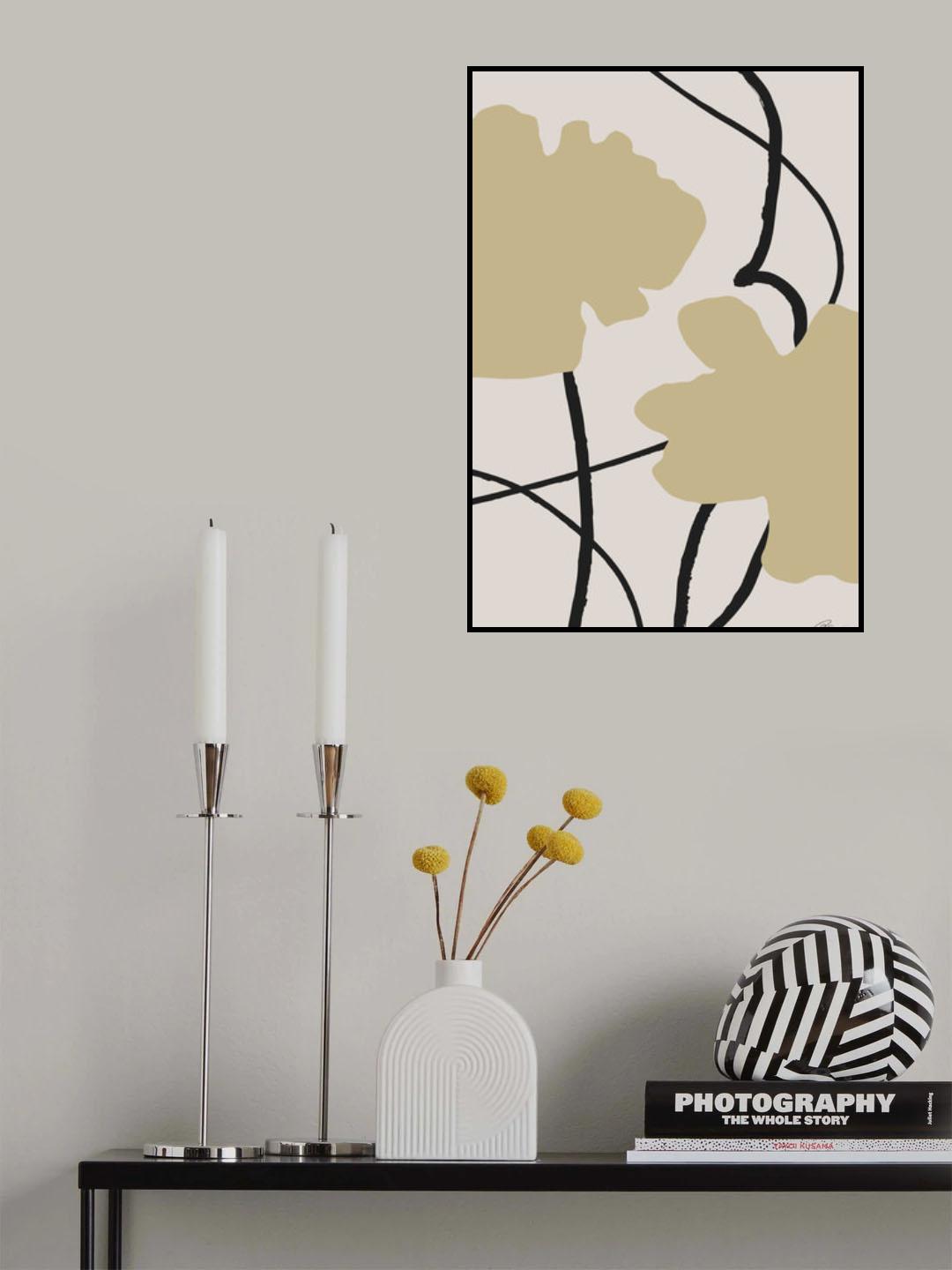 Beige Flowers 02 Poster och Canvastavla