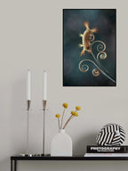 Fire Caterpillar on Leaf Edge Poster och Canvastavla