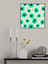 Gold Glitter Turquoise Mint Polka Dot Center Poster och Canvastavla