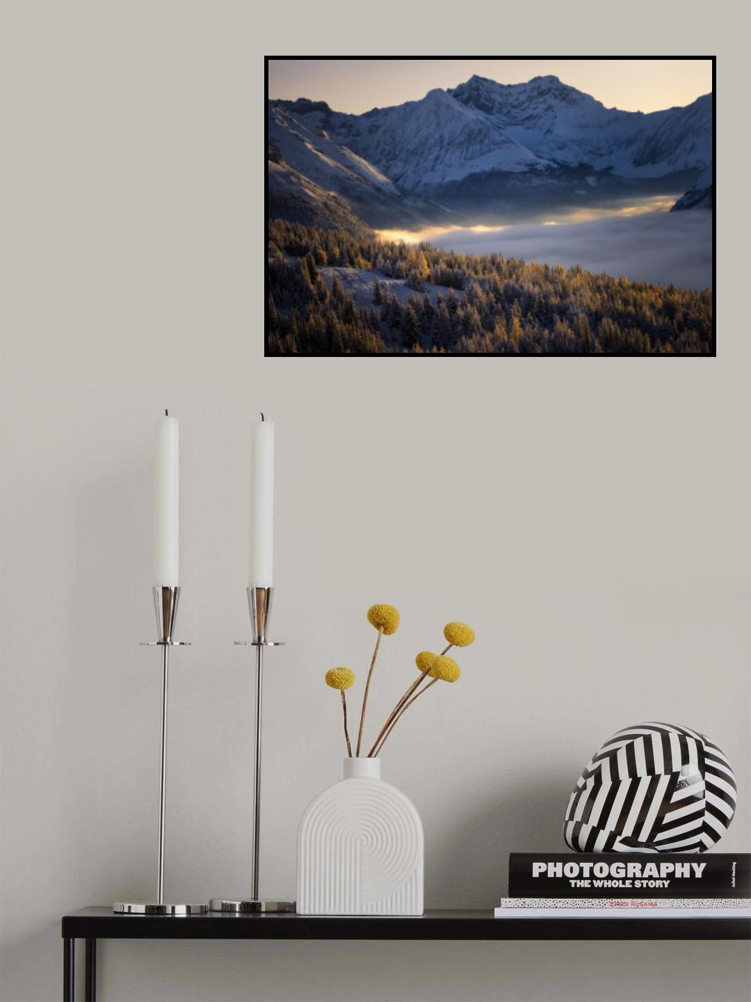 Misty Mountain Morning Poster och Canvastavla