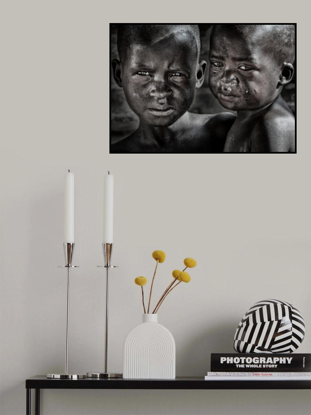 Two brothers in a slum in Juba - South Sudan Poster och Canvastavla