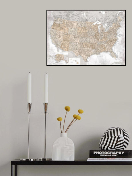 Highly detailed map of the United States, Kacia Poster och Canvastavla