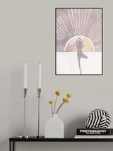 Pink Gold Sun Yoga 1 Poster och Canvastavla