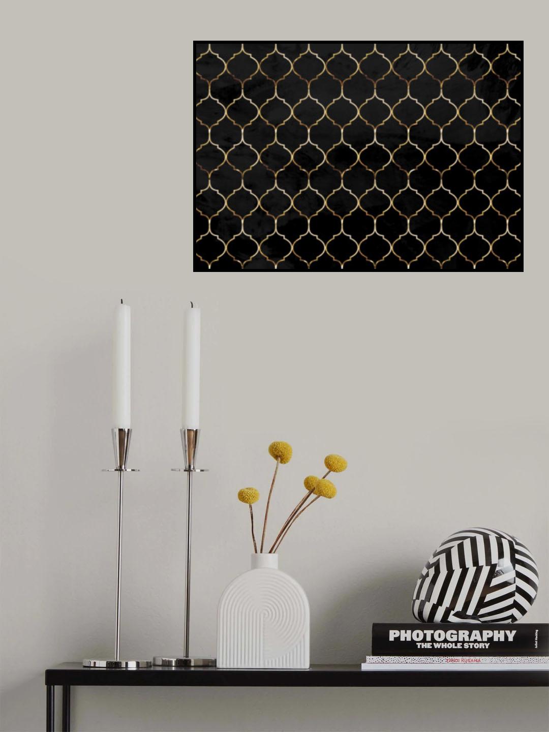 Moroccan wall mural black gold Poster och Canvastavla