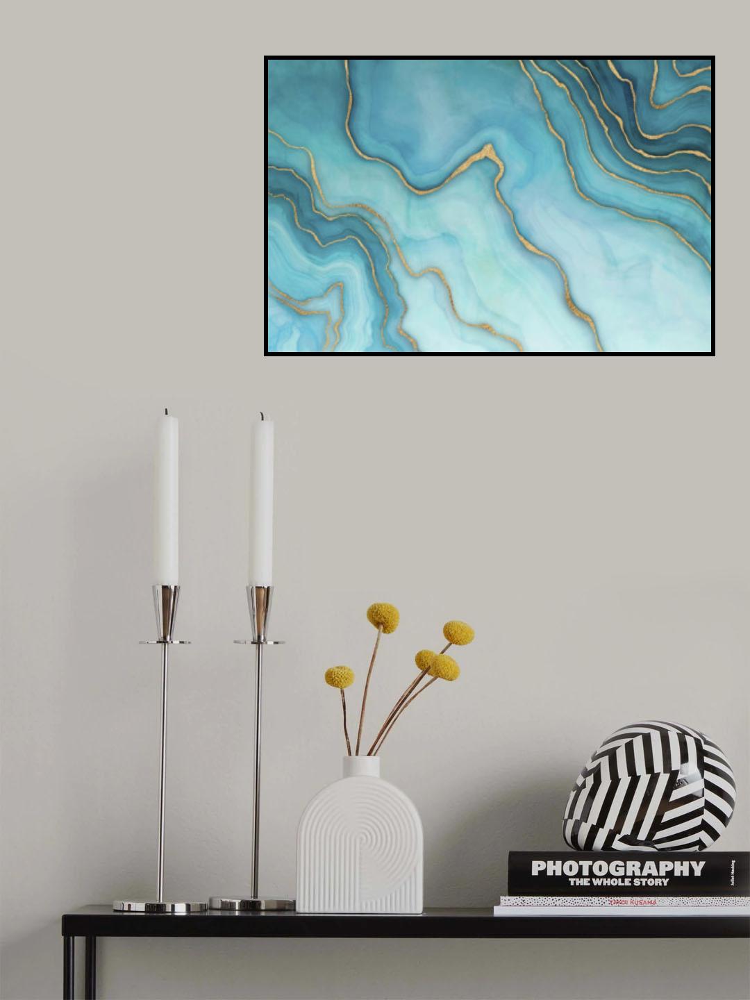 Marbled Glamour Turquoise Poster och Canvastavla
