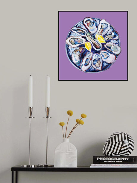 Oysters On a Plate Purple Poster och Canvastavla