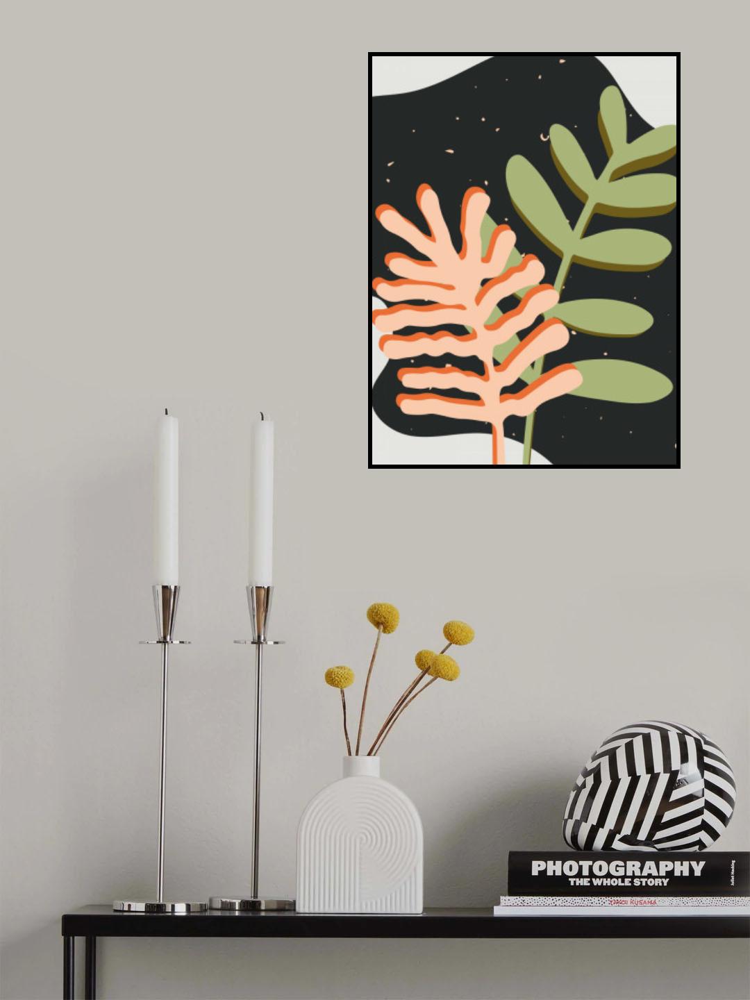 Palm Leaves In Night Sky Poster och Canvastavla