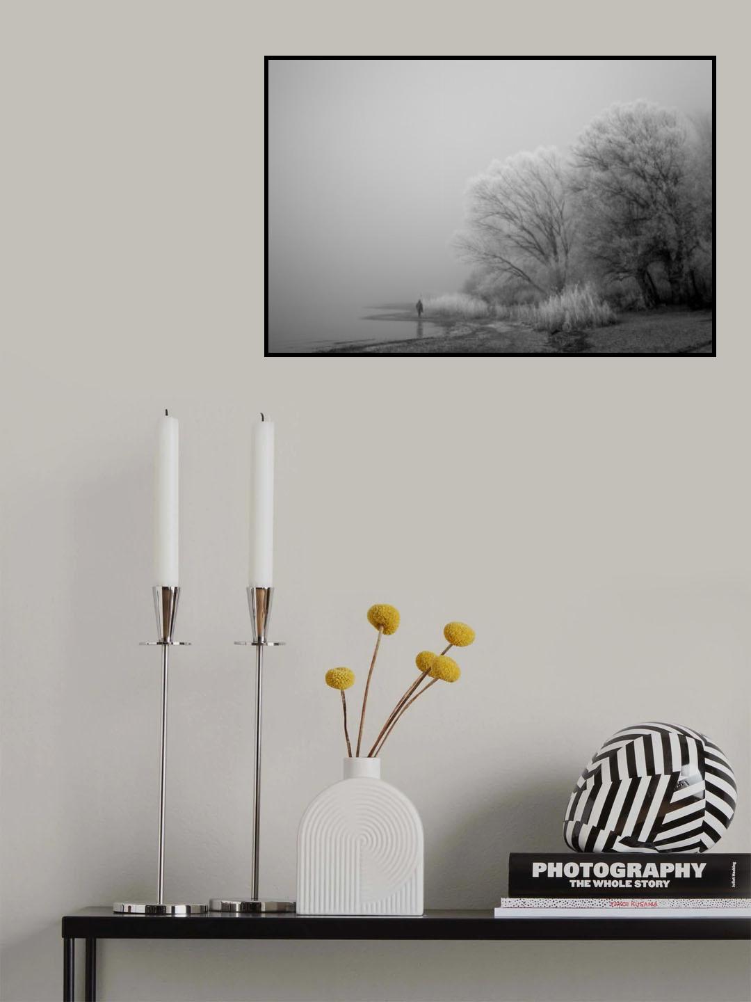A foggy day at the lake Poster och Canvastavla