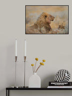 Male lion with cub Poster och Canvastavla